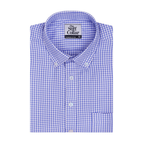 Blue Herringbone Cotton Shirt