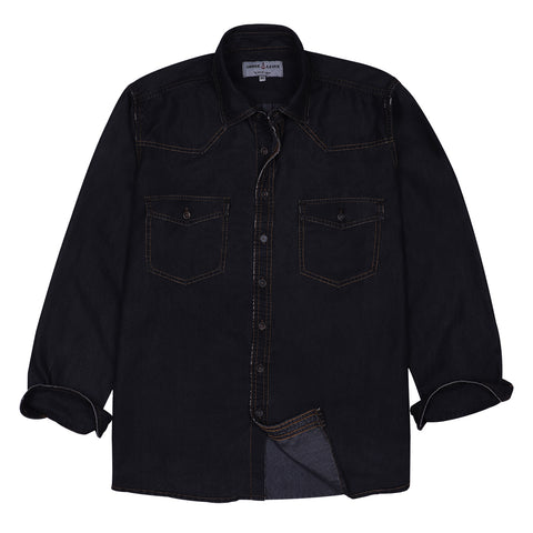 Black Satin Regular Fit Cotton Shirt