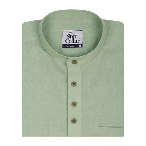 Soft Cotton Rich Milky White Polo T-shirt with Mandarin Collar