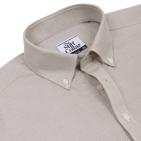 Frost White Cotton Linen Mandarin Collar Shirt