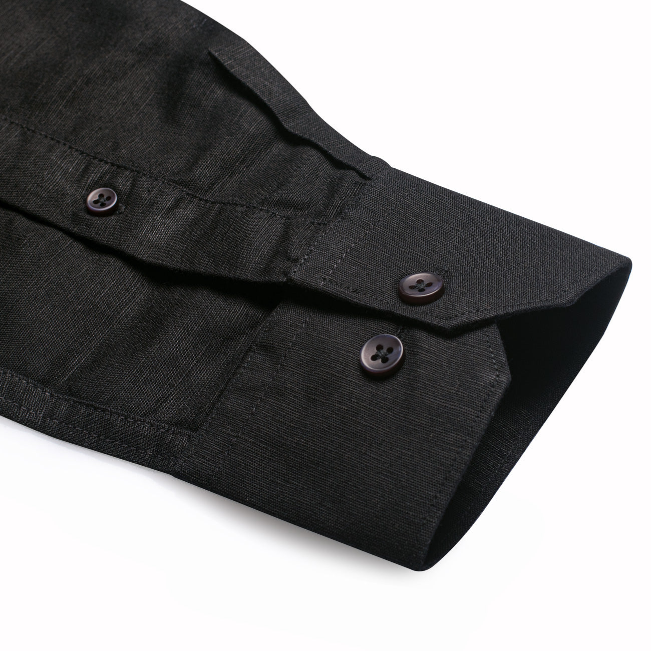 Stark Black Linen Mandarin Collar Shirt