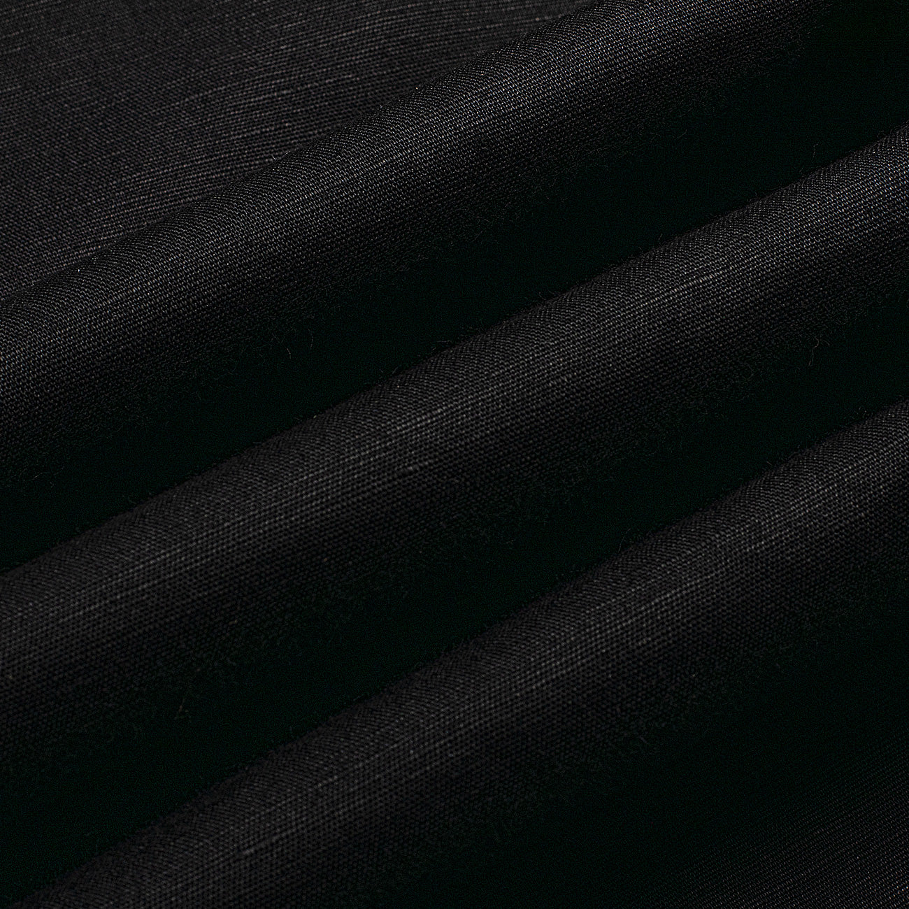 Stark Black Linen Mandarin Collar Shirt