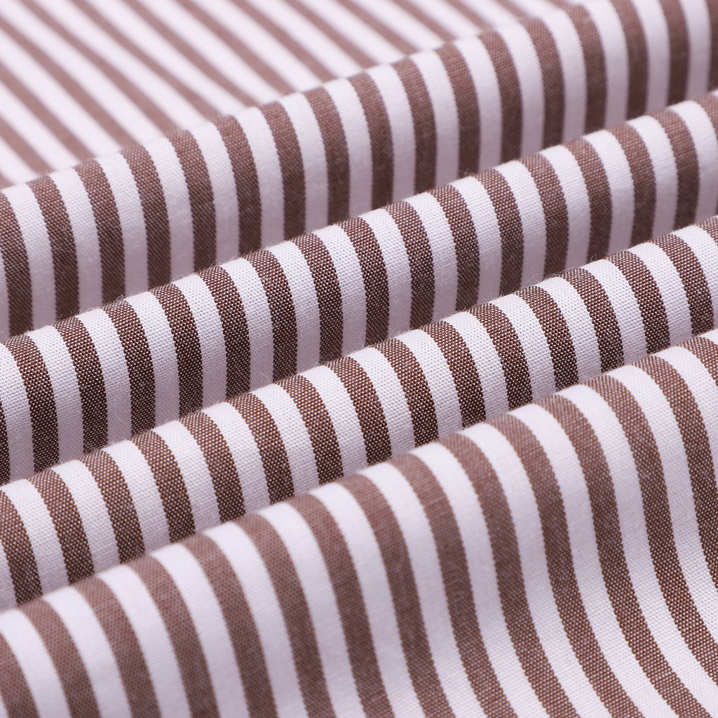 Pecan Brown Candy Stripe Cotton Shirt