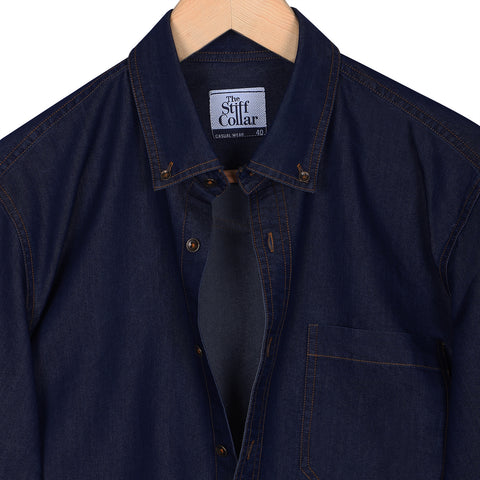 Electric Navy Twill Enzyme Washed Texas Shirt