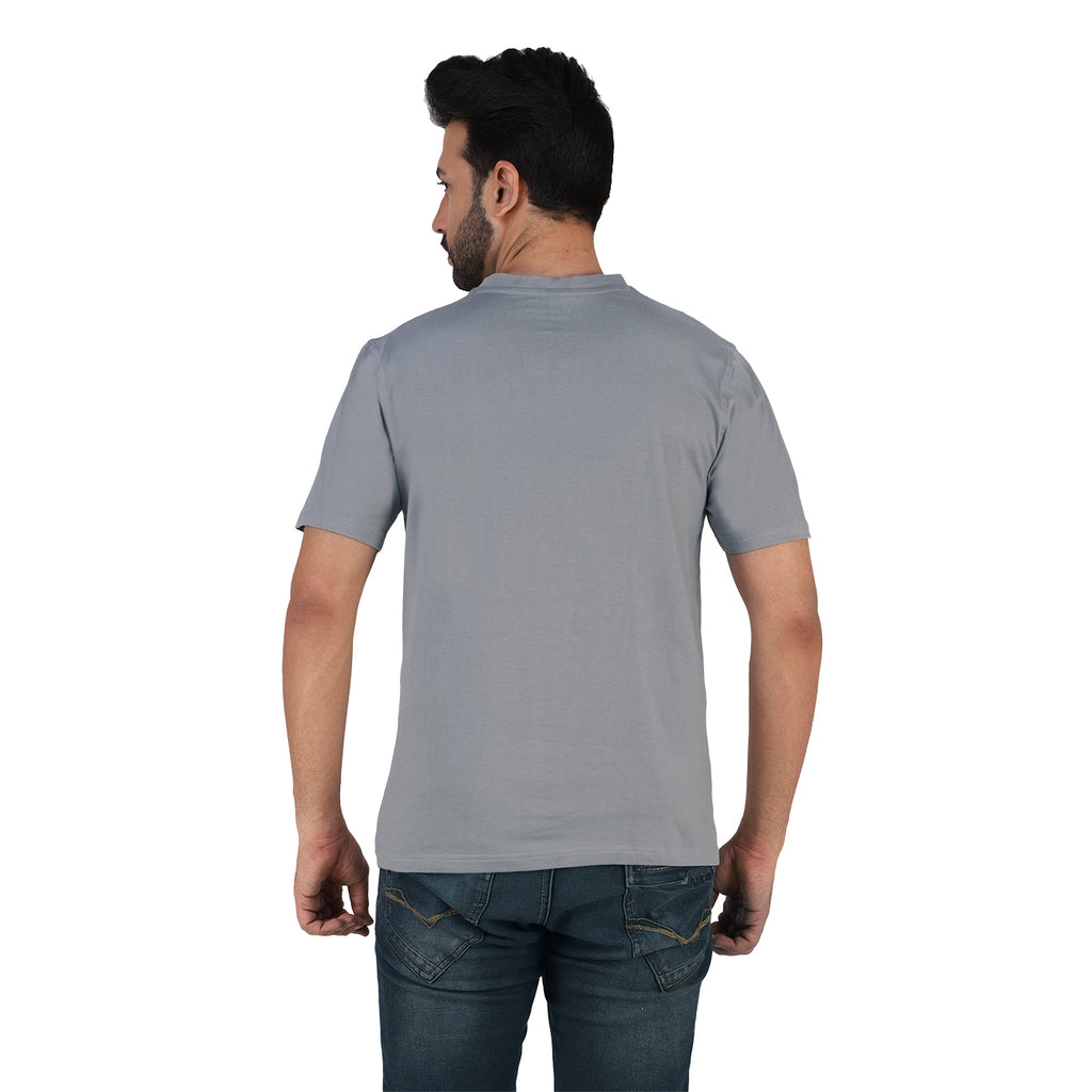 Soft Enzyme Washed Stone Grey V-Neck Cotton T-shirt