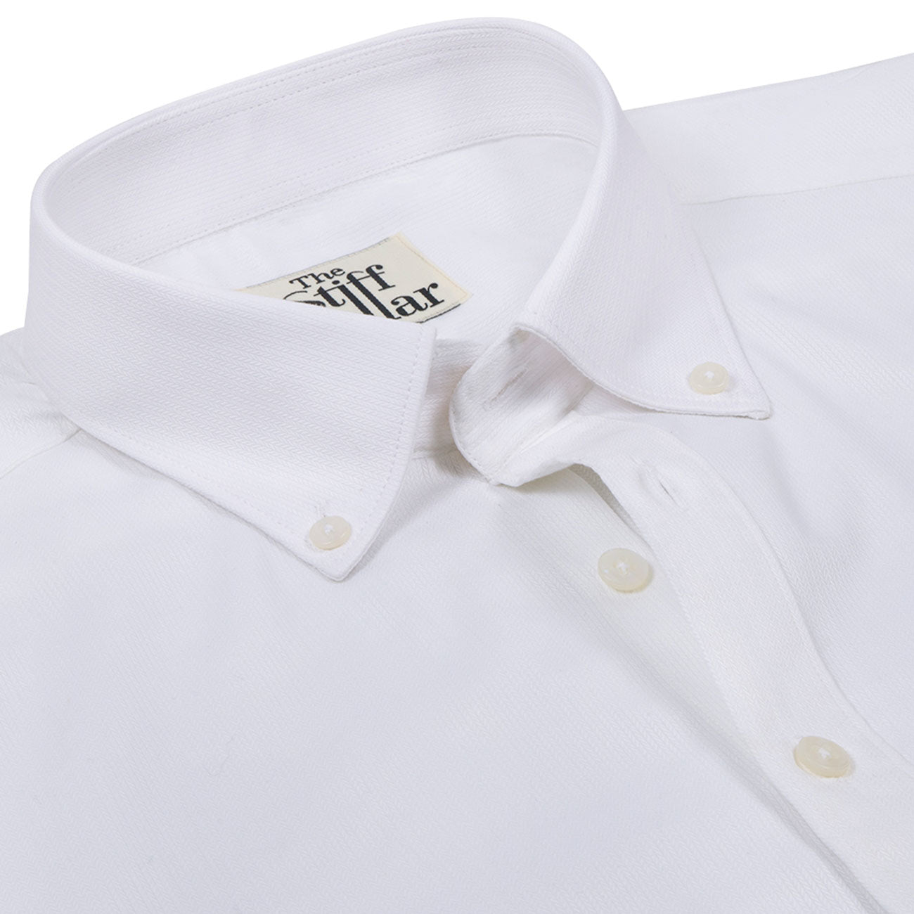Elvis White Herringbone Button Down 2 Ply Premium Giza Cotton Shirt