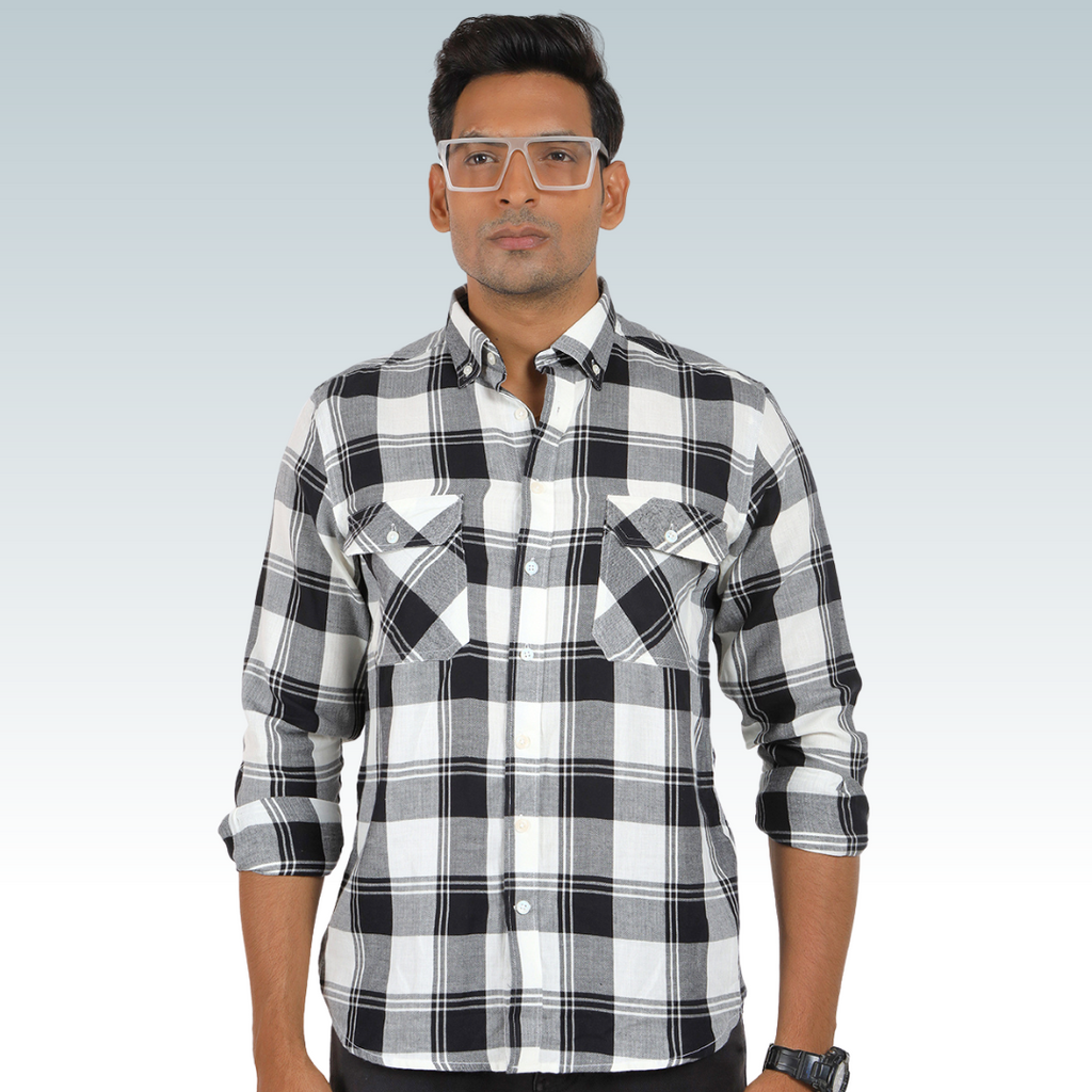 Black and white check shirt dress shop