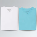 Premium 100% Cotton V Neck T-shirt Combo Pack Of 2 (Blue & White)