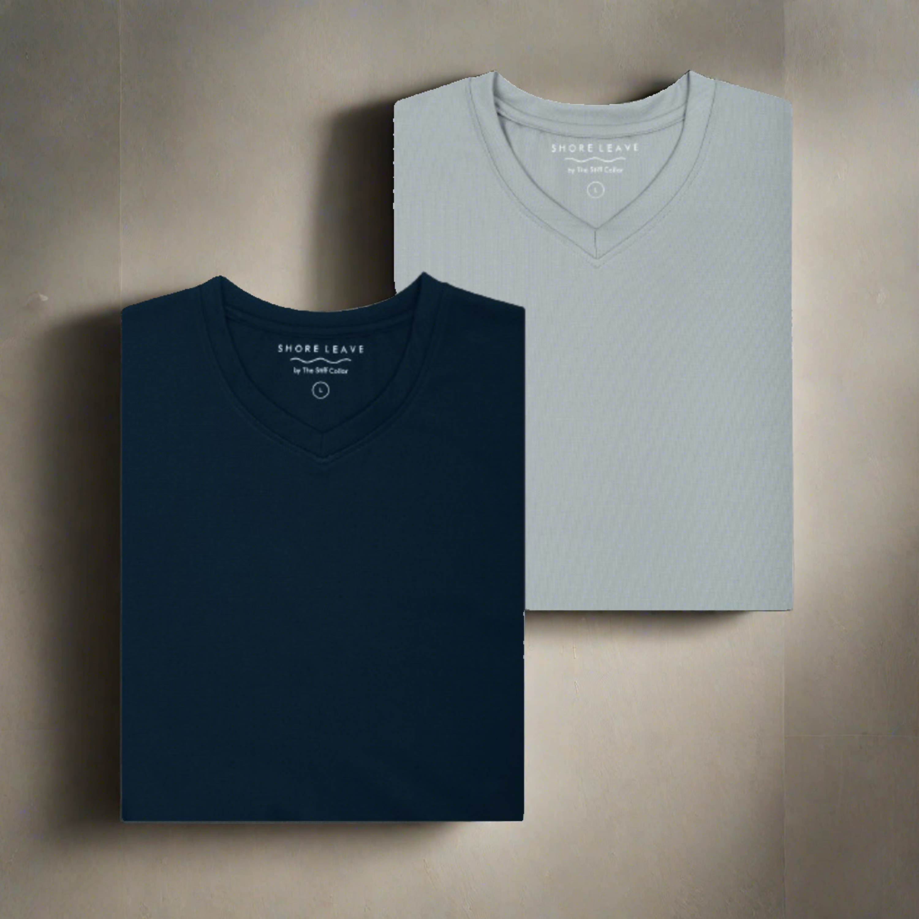 Pack of 2 Premium V Neck T-shirt (Cadet Blue & Glacier Gray)