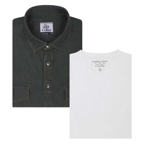 Monti French Navy Blue Stripes Button Down Satin Cotton Shirt