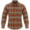 Autumn Orange Checked Flannel Button Down Cotton Shirt
