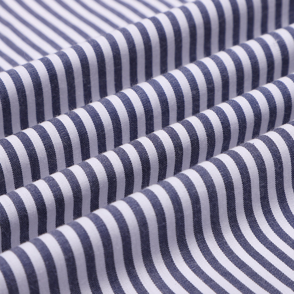 Premium Blue Ultramarine Checks and Navy Candy Stripes Button Down Collar Cotton Shirt Combo