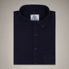 Navy Herringbone Denim Button Down Collar Regular Fit Shirt