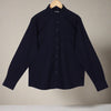 Navy Herringbone Denim Button Down Collar Regular Fit Shirt