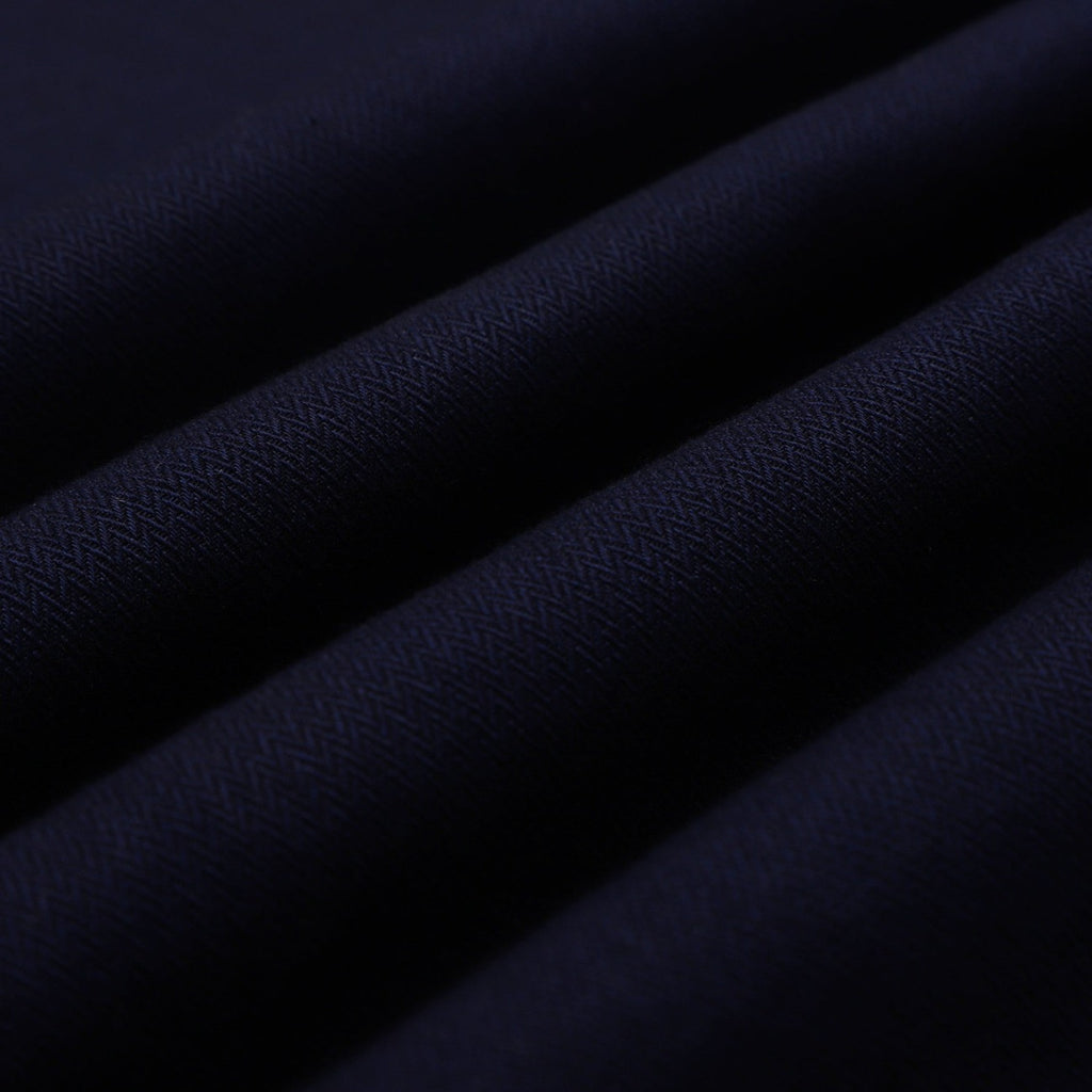Navy Herringbone Denim Button Down Collar Regular Fit Shirt