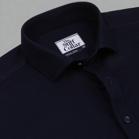 Navy Mandarin Collar Premium T-shirt