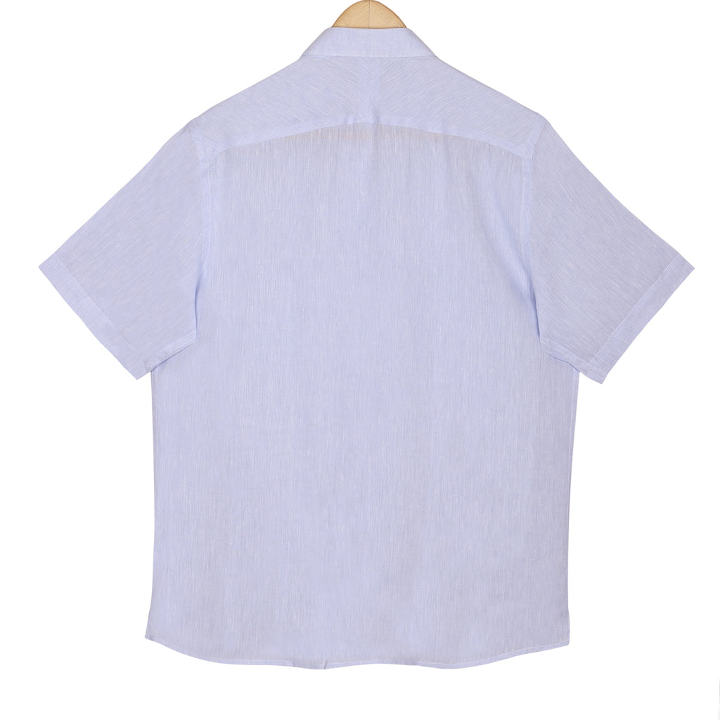 Breeze Blue Pure Linen Half Sleeve Shirt
