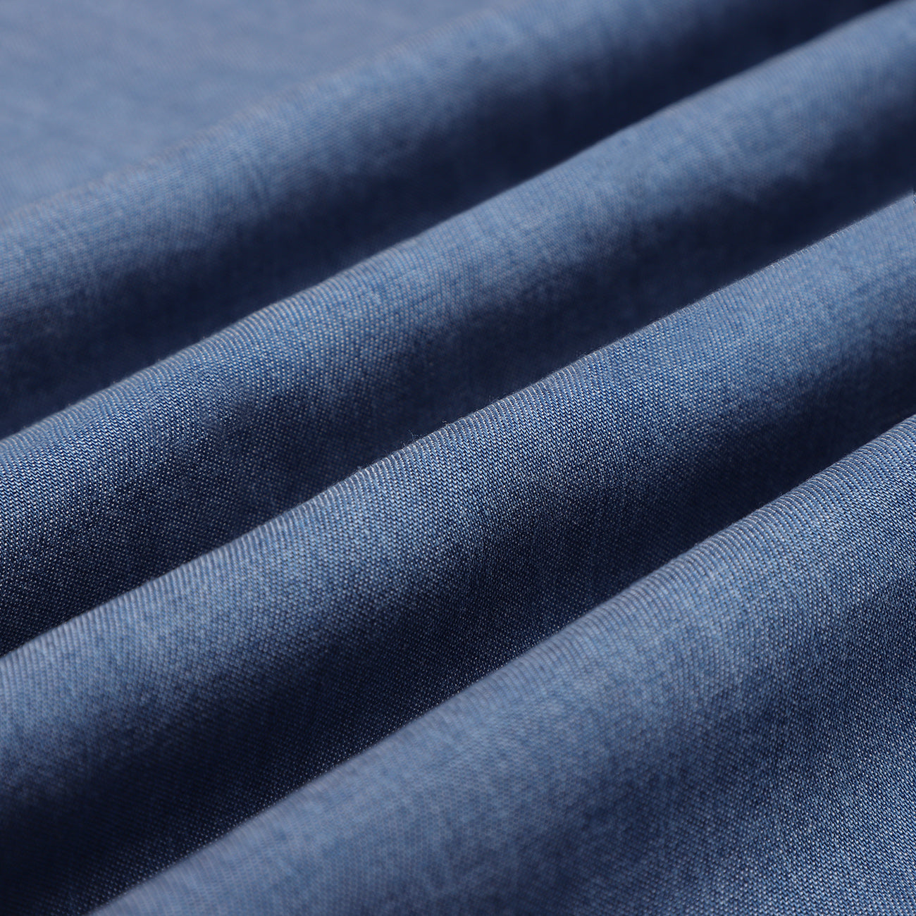 Stone Washed Blue Denim Button Down Collar Shirt