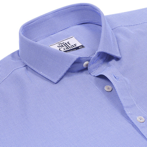 Persian Blue Dobby Mandarin Collar Giza Cotton Shirt