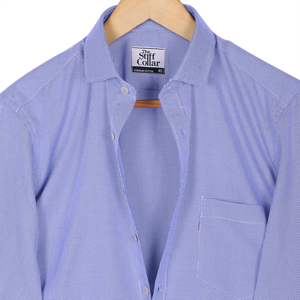 Light Blue Micro Houndstooth Executive Shirt