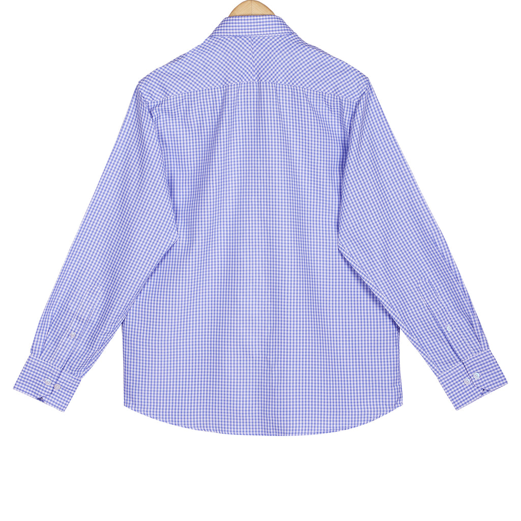 Vichy Blue Gingham Oxford Check Button Down Cotton Shirt