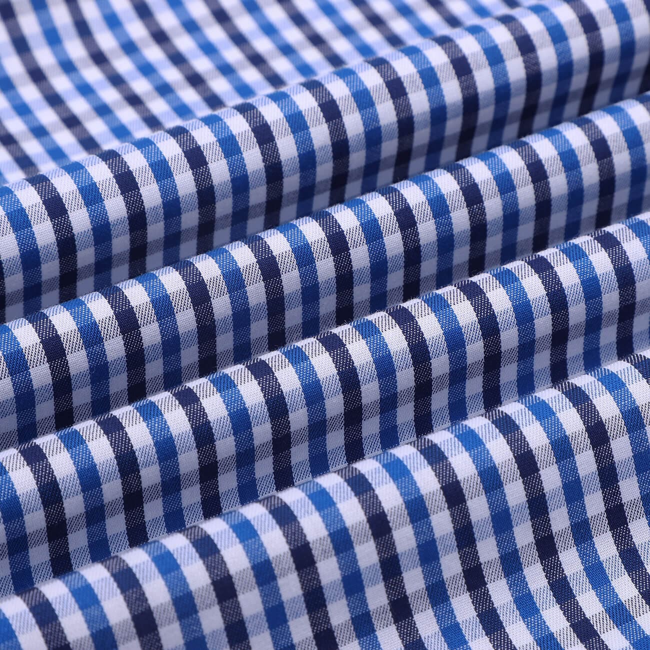 Premium Blue Ultramarine Checks and Navy Candy Stripes Button Down Collar Cotton Shirt Combo