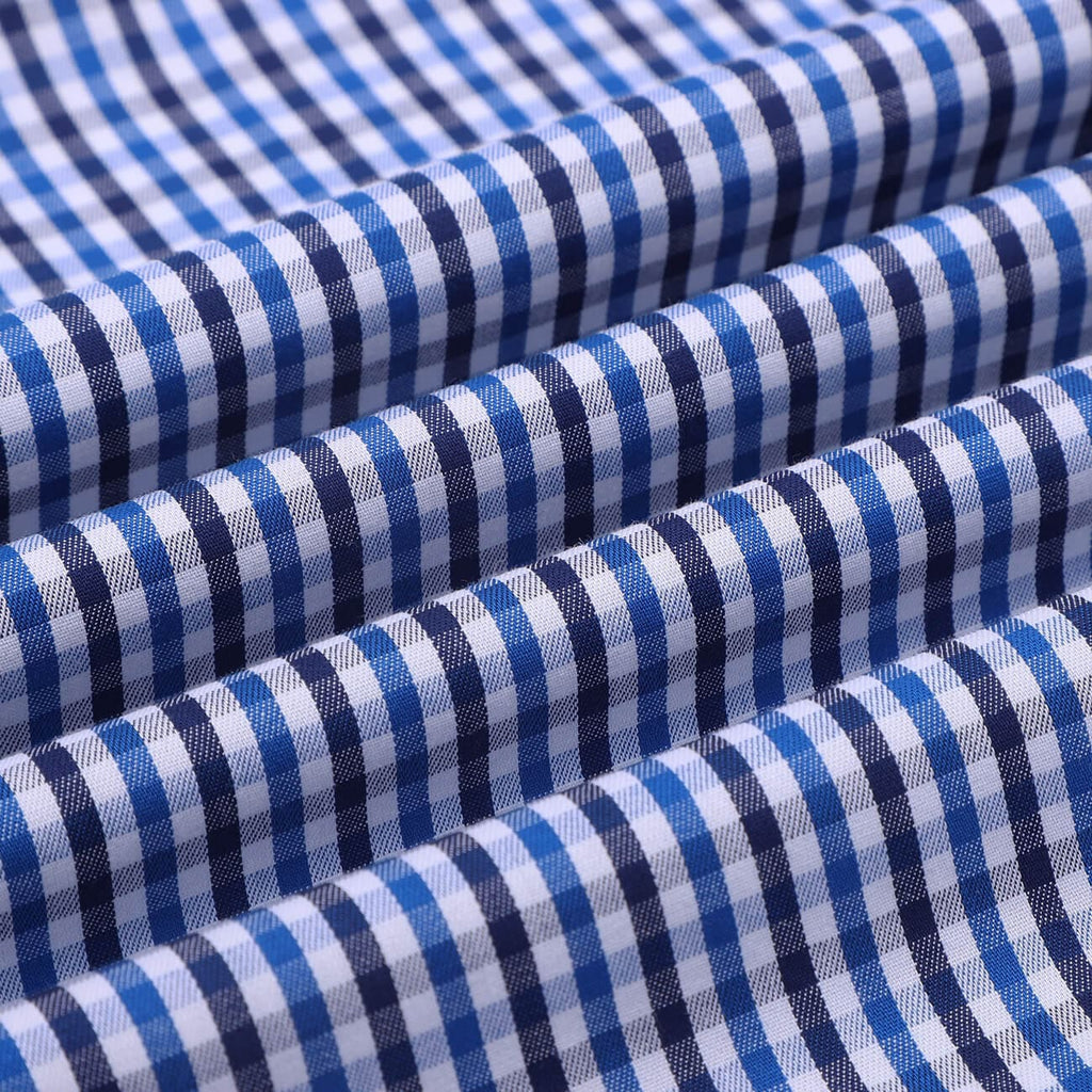 Premium Blue Ultramarine Checks and Navy Candy Stripes Button Down Collar Cotton Shirt Combo