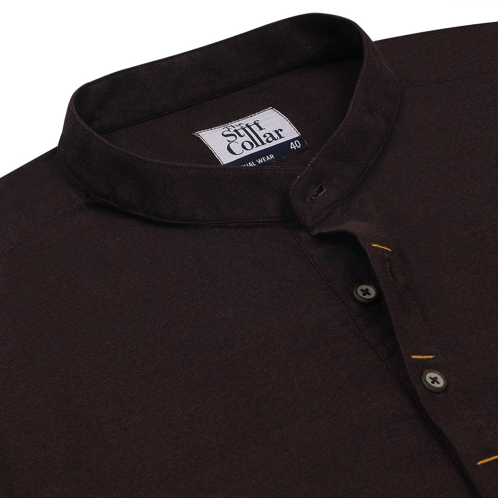 Maroon Melange Full Sleeve Premium Kurta Shirt