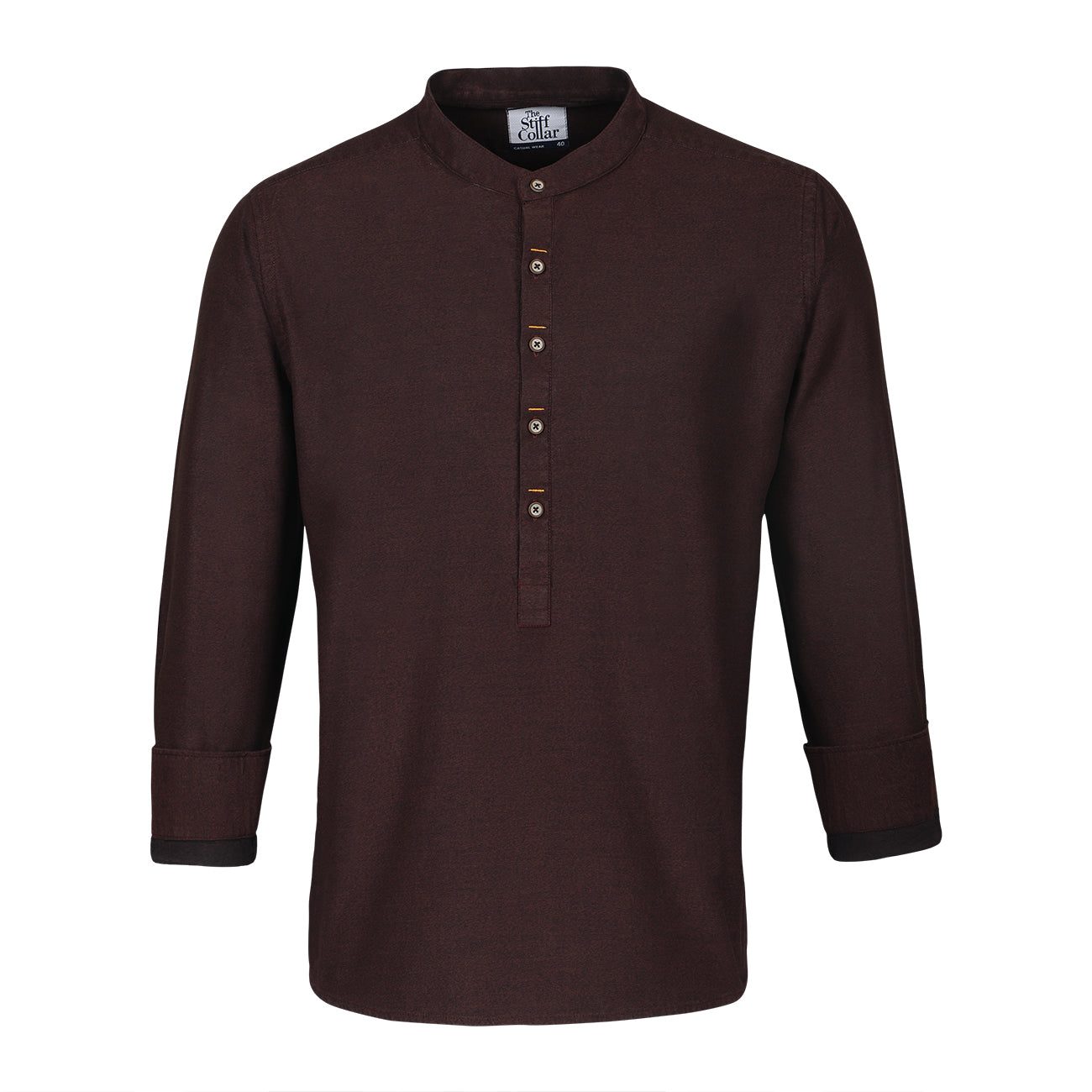 Maroon Melange Full Sleeve Premium Kurta Shirt