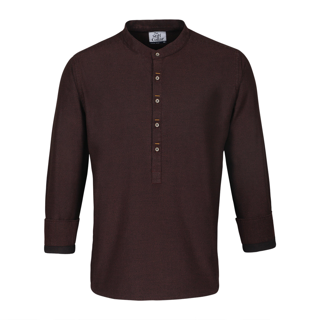 Maroon Melange Full Sleeve Premium Kurta Shirt