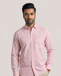 Baby Pink Outlined Gingham Check Regular Fit 2 Ply Giza Cotton Shirt