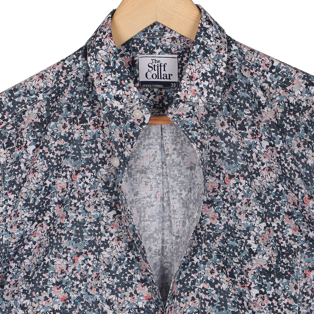 Floral Print Lightweight Poplin Half Sleeves Beach Shirt