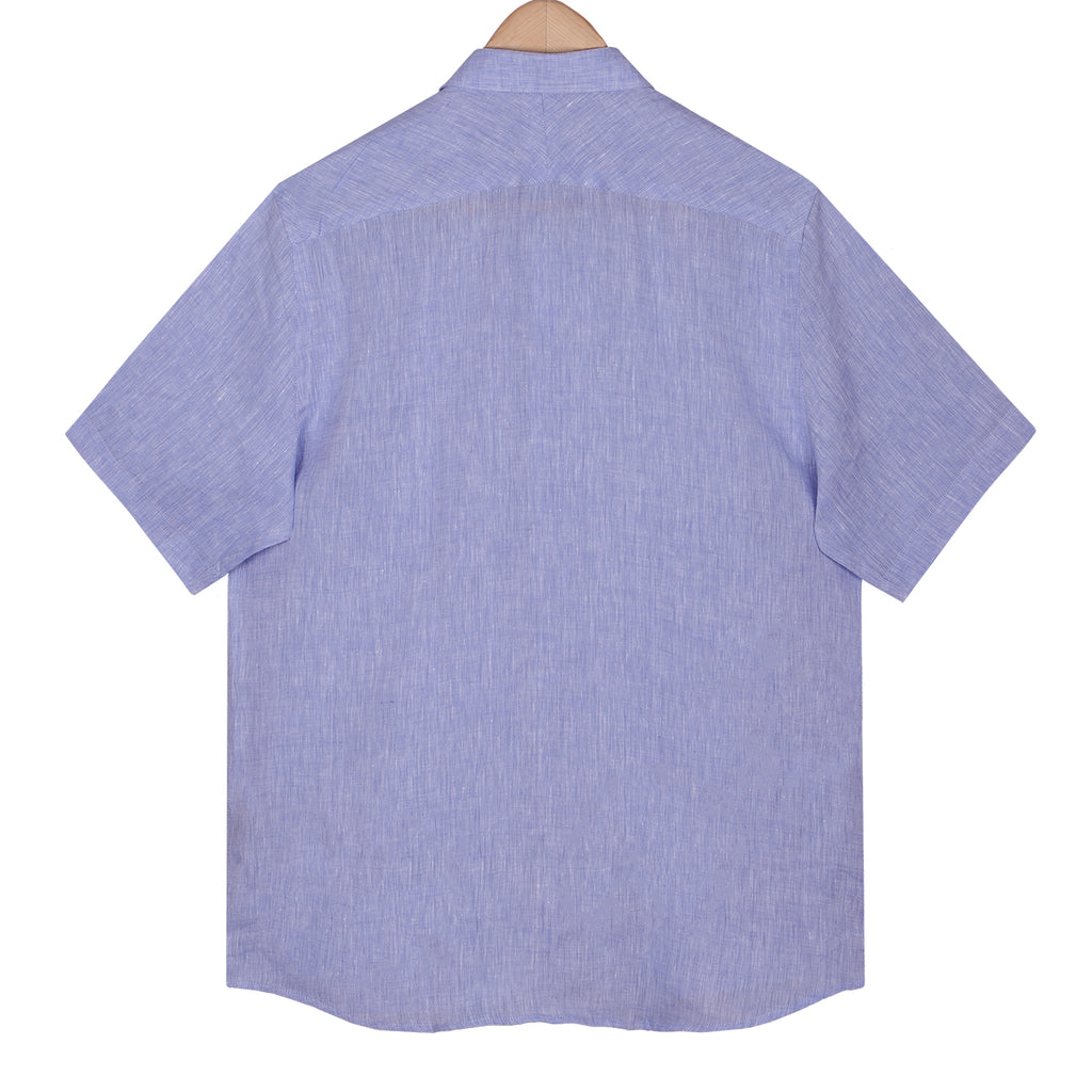 Fresh Blue Pure Linen Half Sleeve Shirt