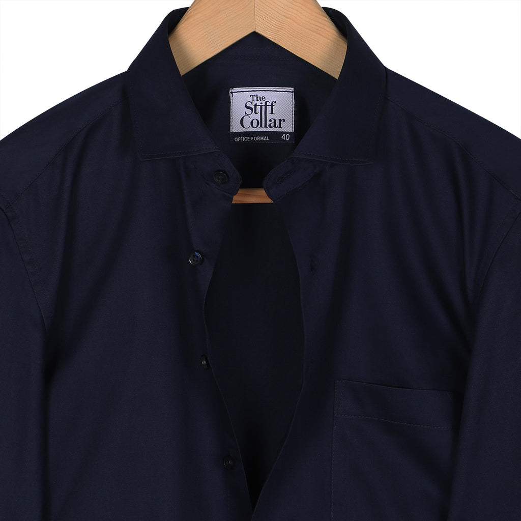 Midnight Navy And Olive Green Satin Regular Fit Cotton Shirt Combo