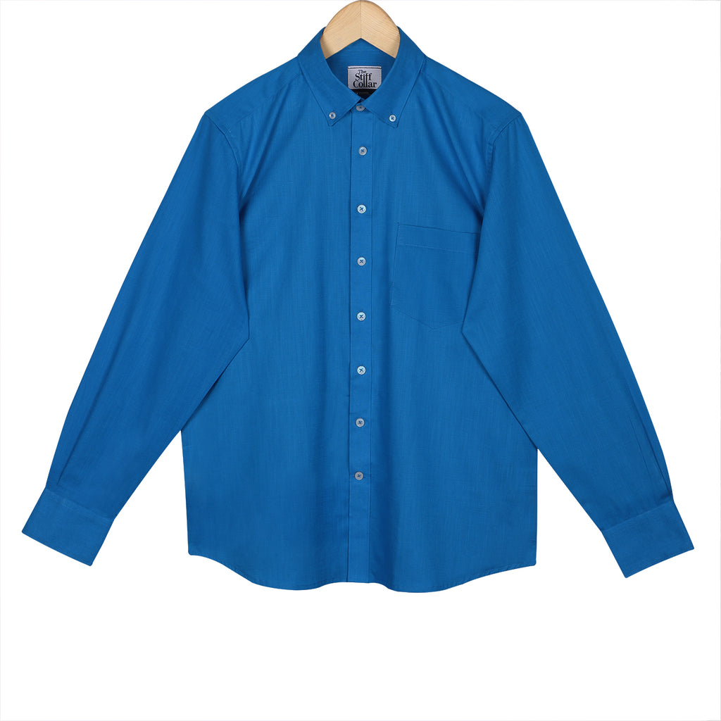 Sapphire Blue Button Down Cotton Linen Shirt