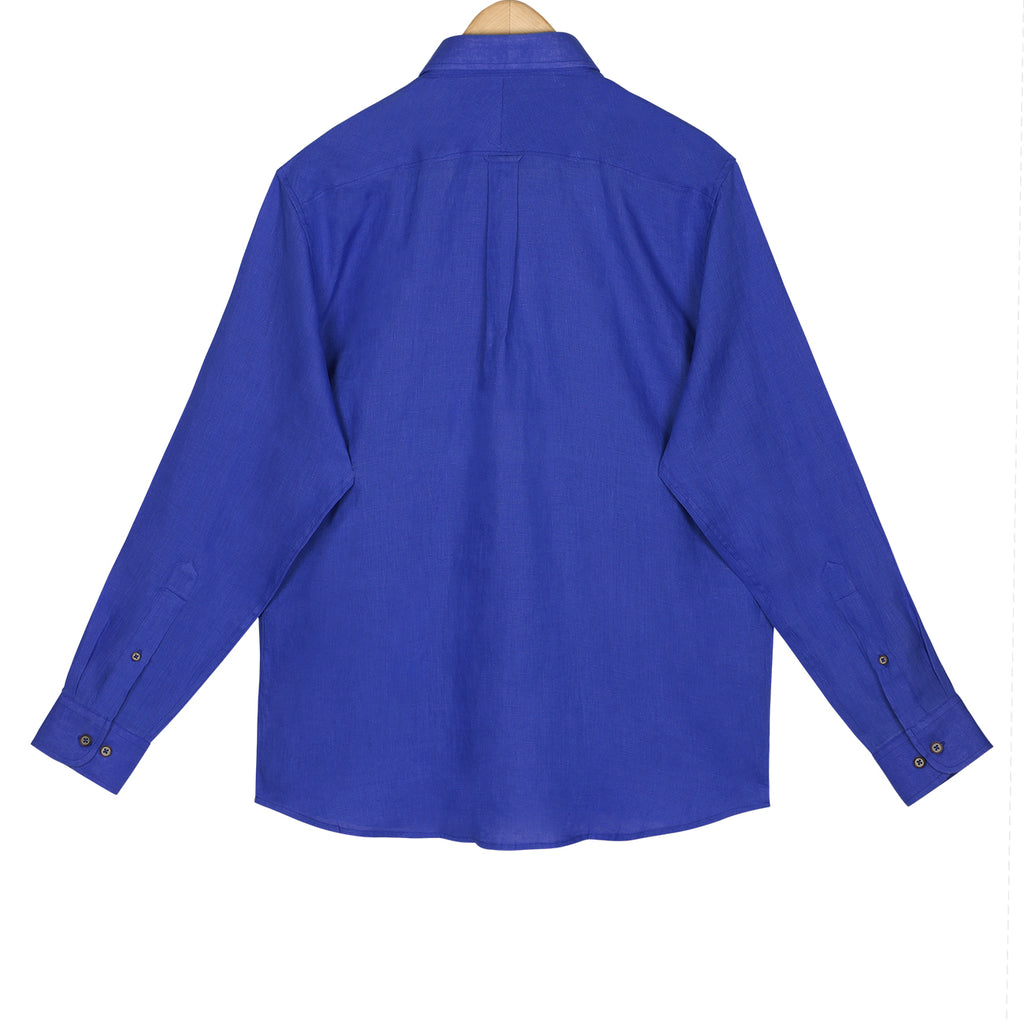 Royal Blue Pure Linen Full Sleeve Premium Kurta Shirt – Thestiffcollar.com