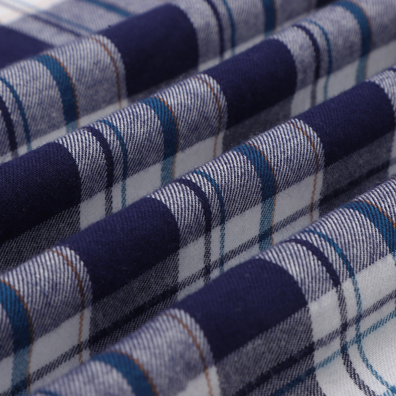 Scottish Navy White Brushed Checks Regular Fit Cotton Shirt