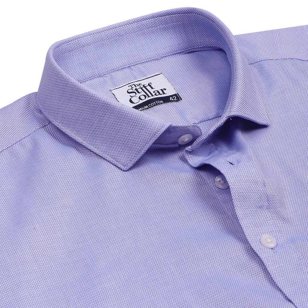 Luthai Glass Blue Dobby Half Sleeve 2 Ply Giza Cotton Shirt