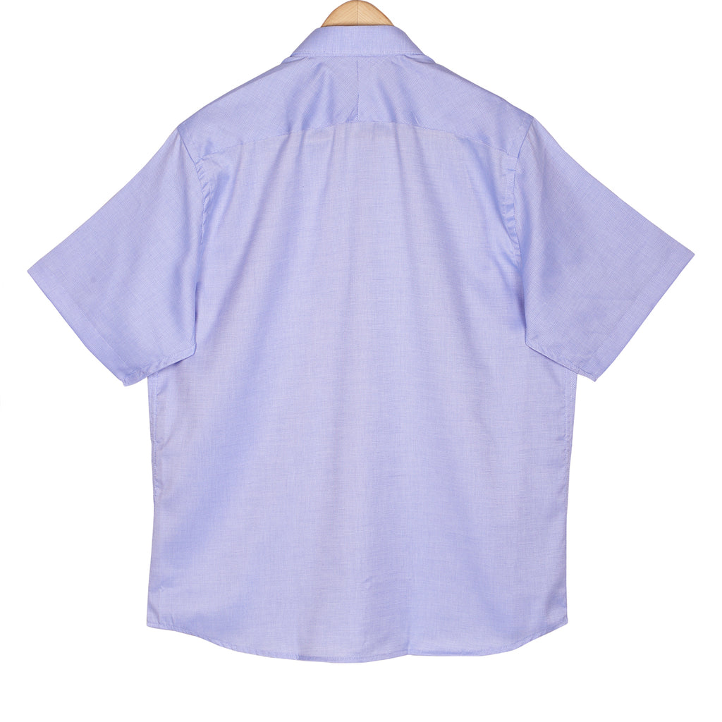Luthai Glass Blue Dobby Half Sleeve 2 Ply Giza Cotton Shirt