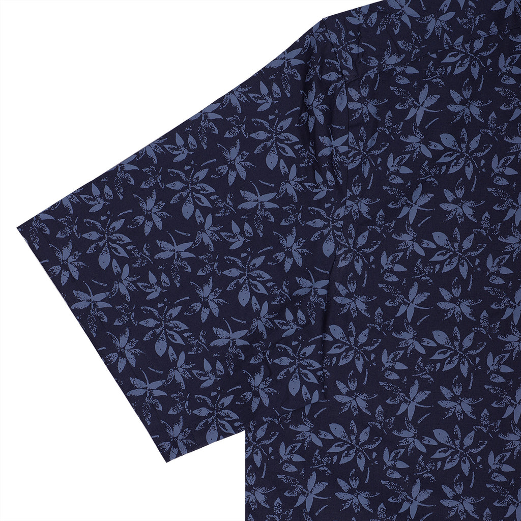 Navy Floral Digital Print Half Sleeve Cotton Shirt