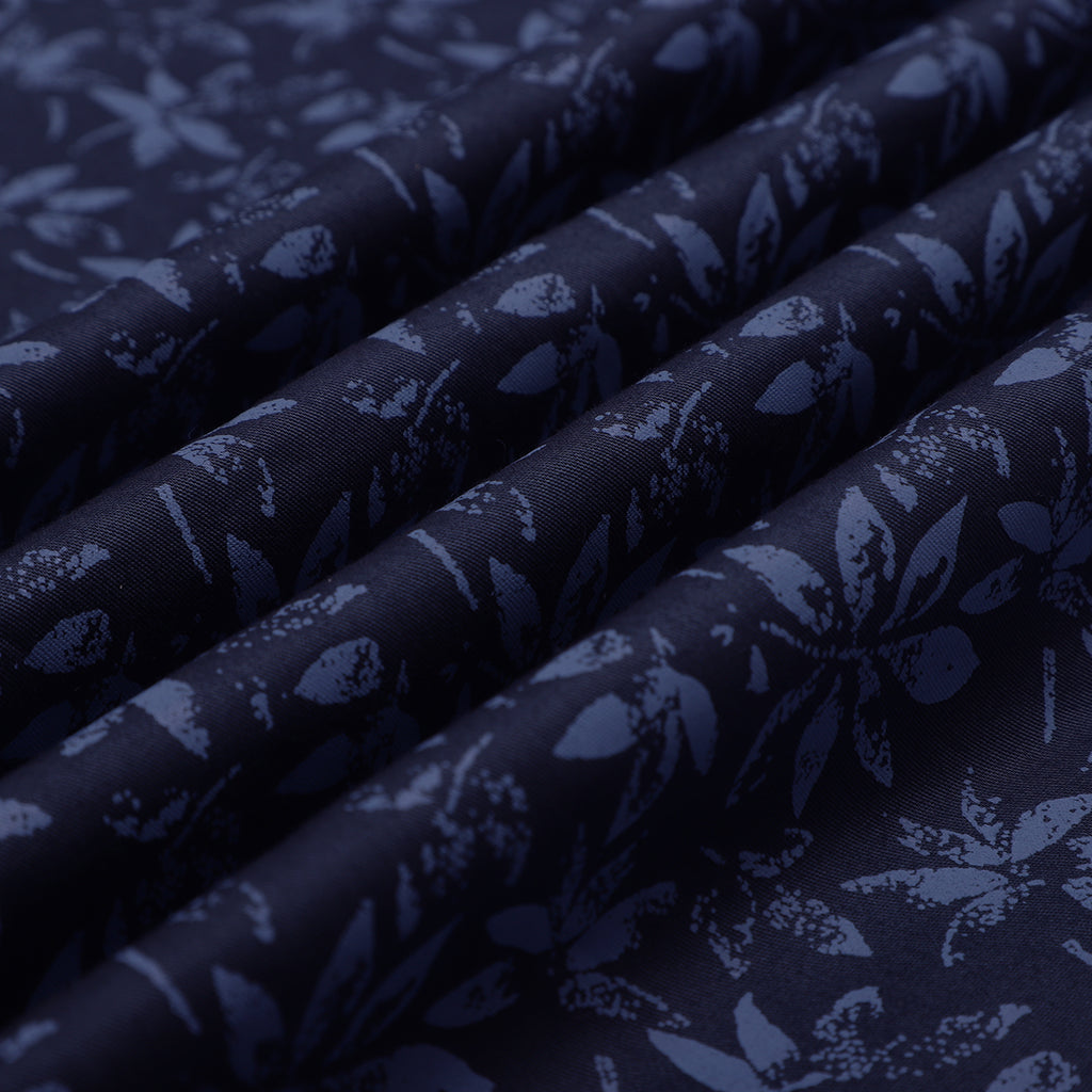 Navy Floral Digital Print Half Sleeve Cotton Shirt