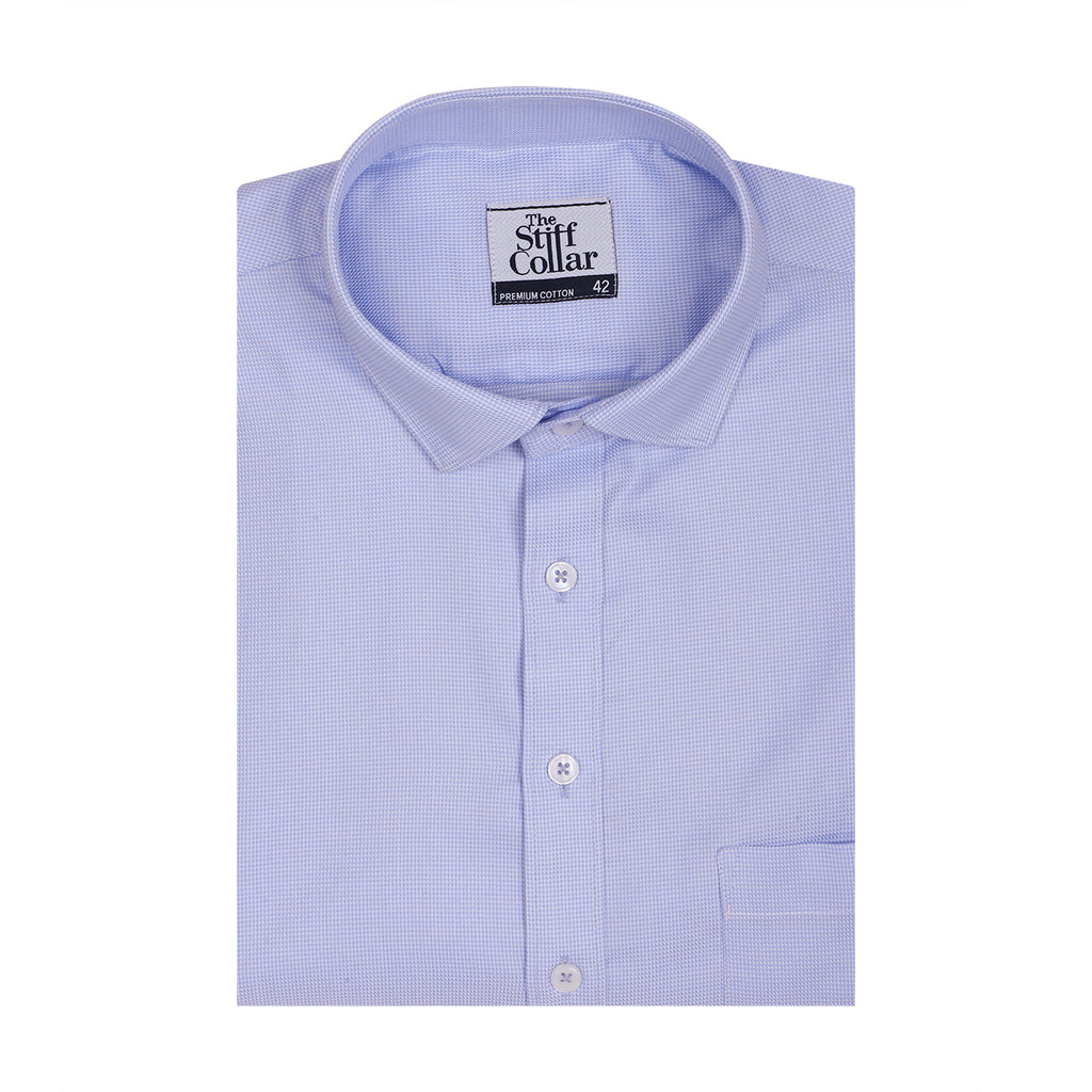 Luthai Napoli Blue Dobby 2 Ply Premium Giza Cotton Shirt