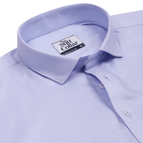 Curacao Blue Dobby Wrinkle-free Button Down 2 Ply Giza Cotton Shirt