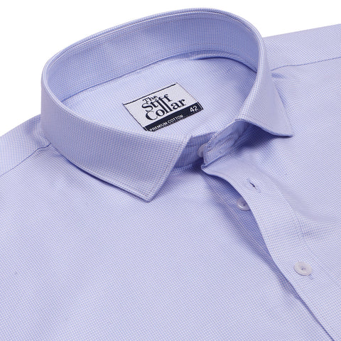 Night Blue Flexo Dot Print Regular Fit Cotton Shirt