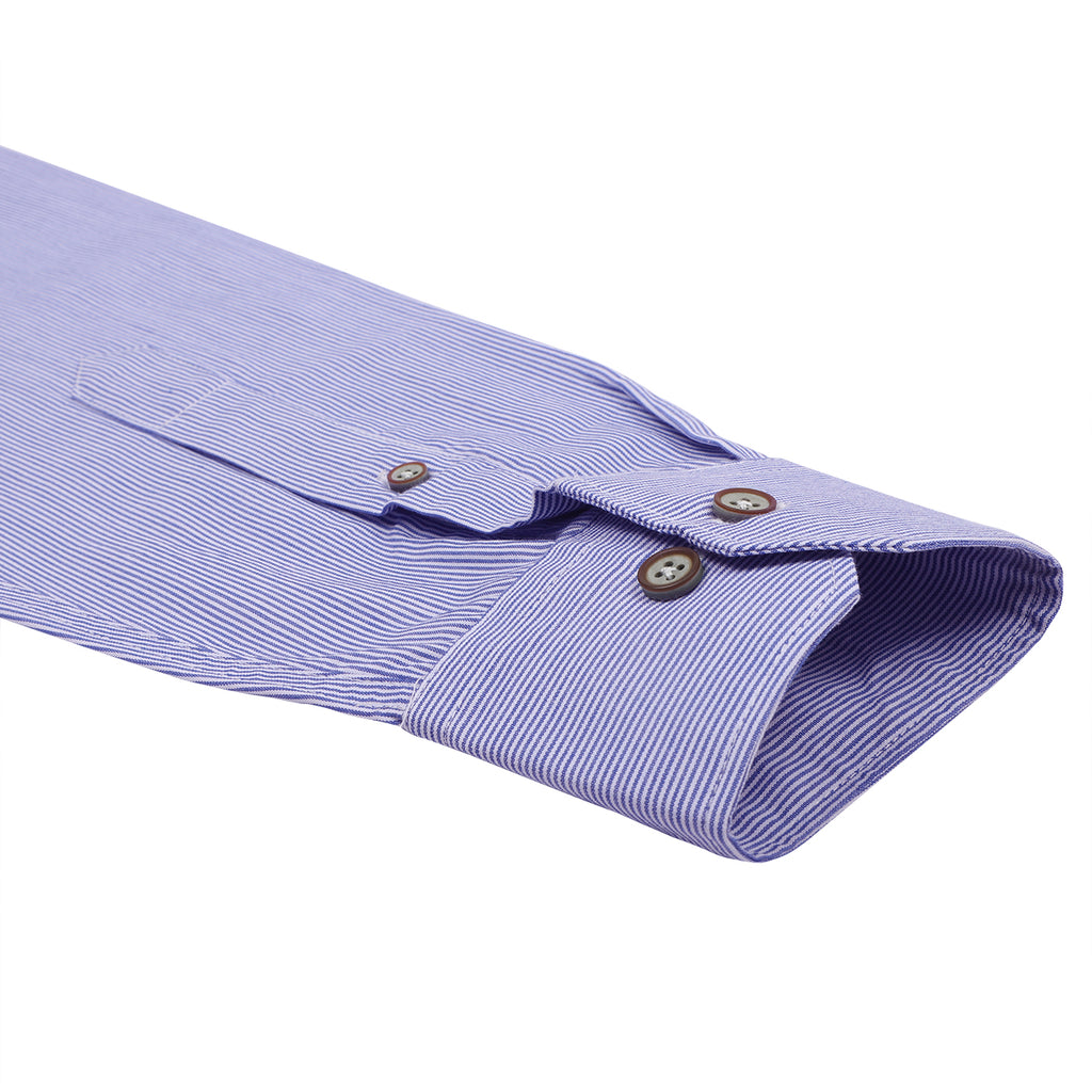 Blue Pinstripes Cotton Full Sleeve Premium Kurta Shirt