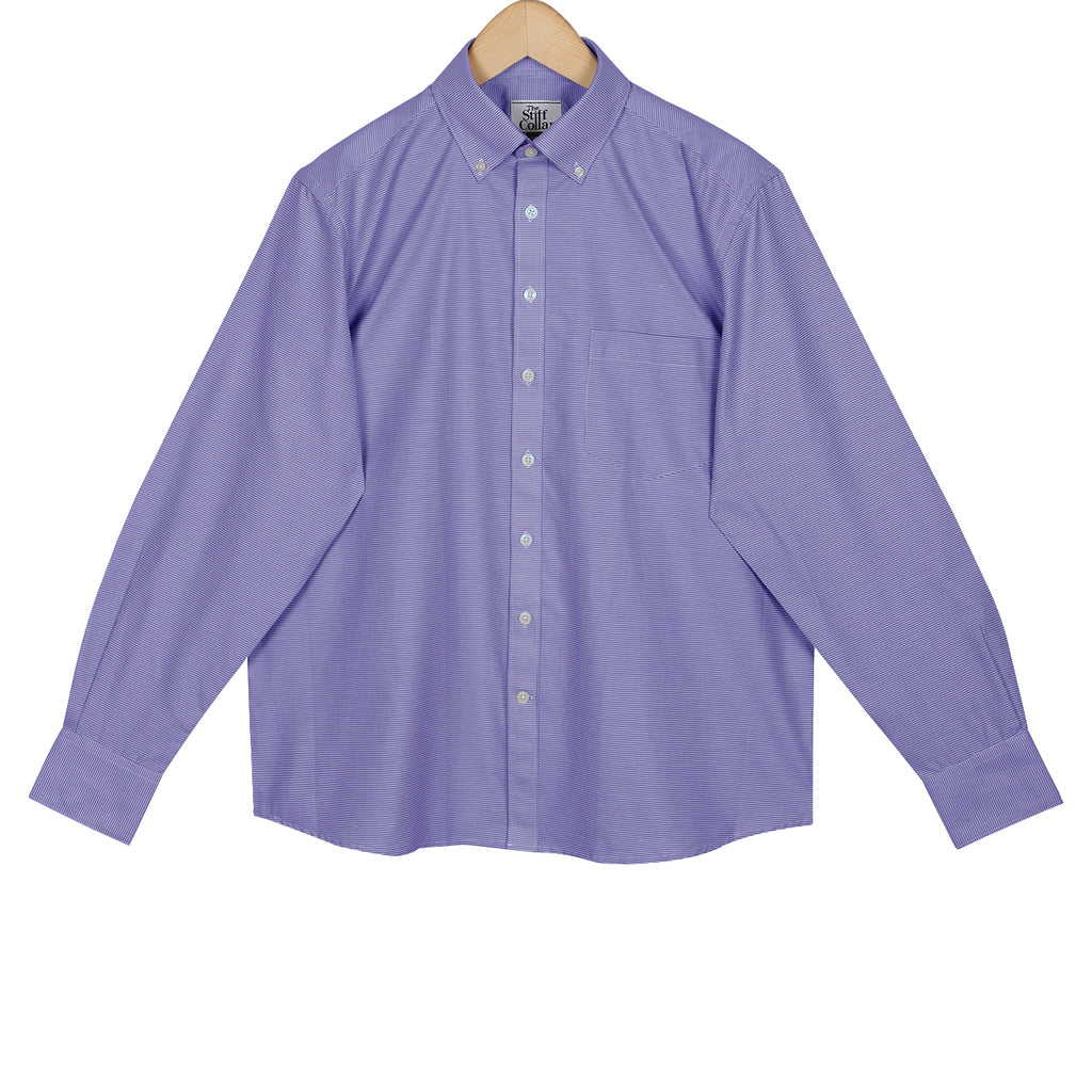 Cobalt Blue Houndstooth Button Down 2 Ply Cotton Shirt