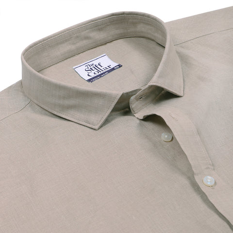 Fresh Blue Pure Linen Half Sleeve Shirt