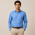Ocean Blue Dobby Regular Fit Cotton Shirt