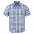 Monti Navy Blue Gingham Checks Half Sleeve 2 Ply Giza Cotton Shirt