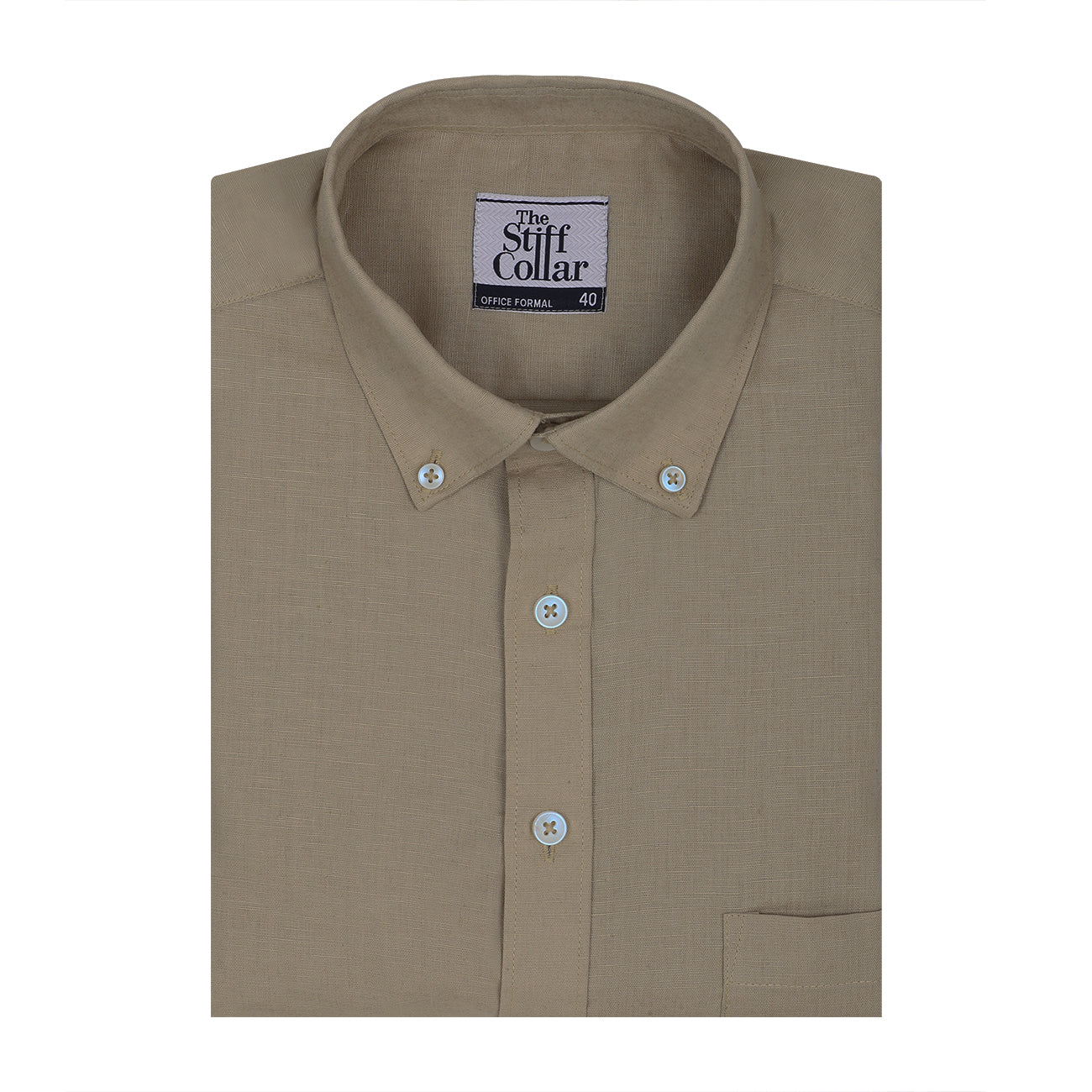 Khaki Button Down Cotton Linen Shirt